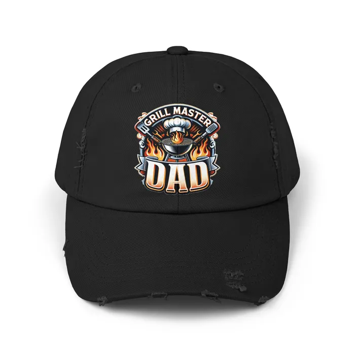 Grill Master Dad distressed cap, black