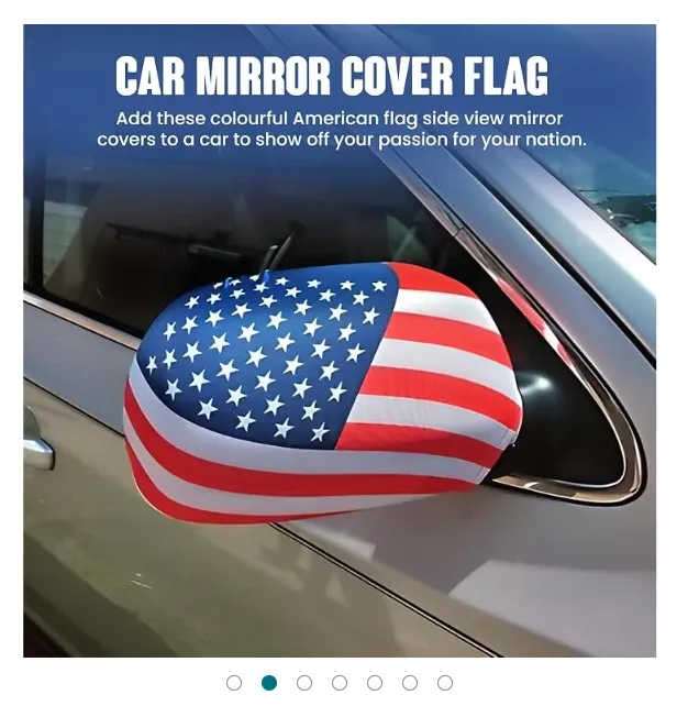 An American flag car side mirror cover