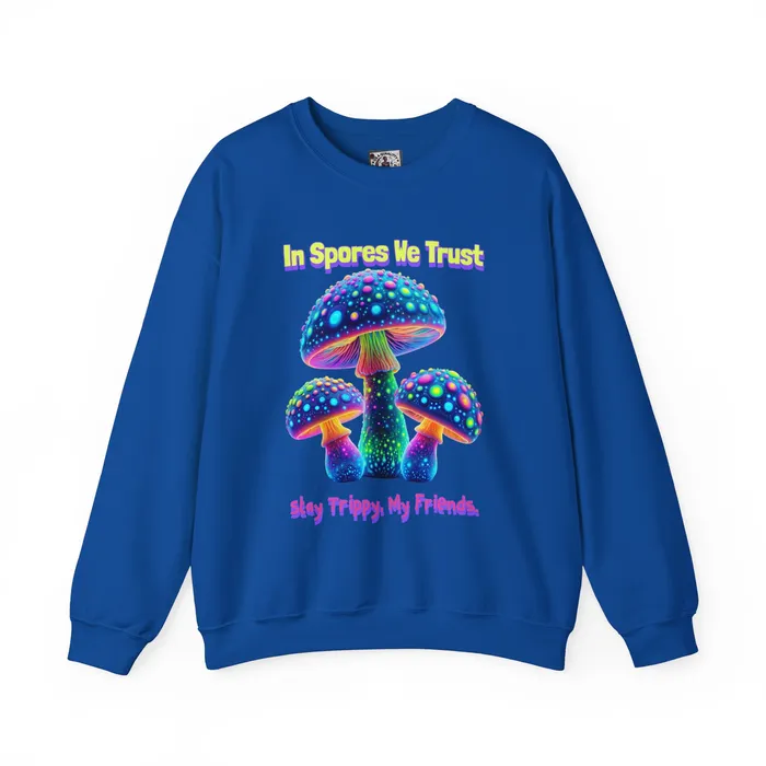 In Spores We Trust unisex heavy blend crewneck sweatshirt, royal blue