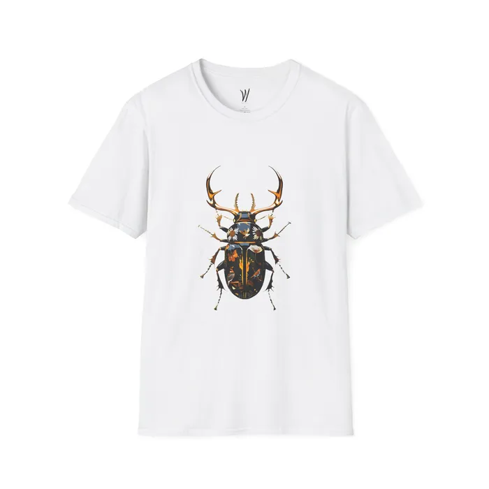 Beetle graphic art unisex T-shirt, white